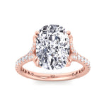 Augusta - Elongated Cushion Shape Double Claw Diamond Engagement Ring with Pave Band - Gem Jewelers Co