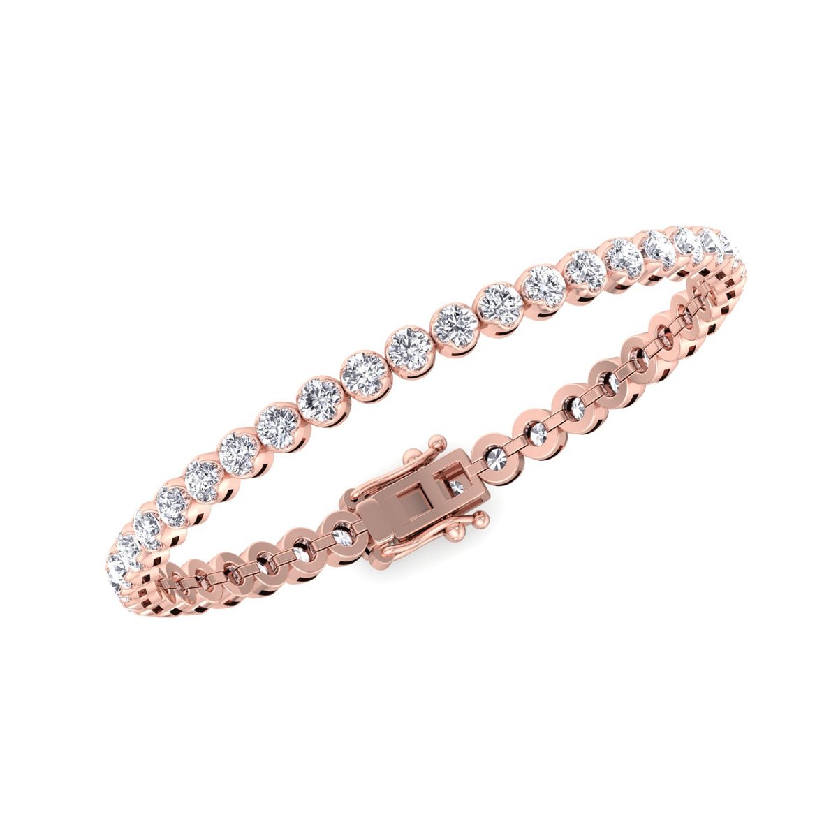 Crown prong diamond bracelet 14K Rose gold