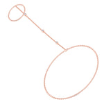 Bezel Set Round Shape Natural Diamond Hand Ring Chain Rose Gold 14K 