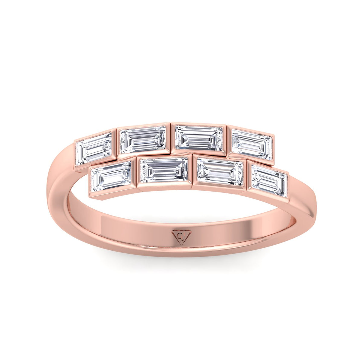 Giselli - Baguette Shape Bezel Setting Diamond Wrap Ring - Gem Jewelers Co
