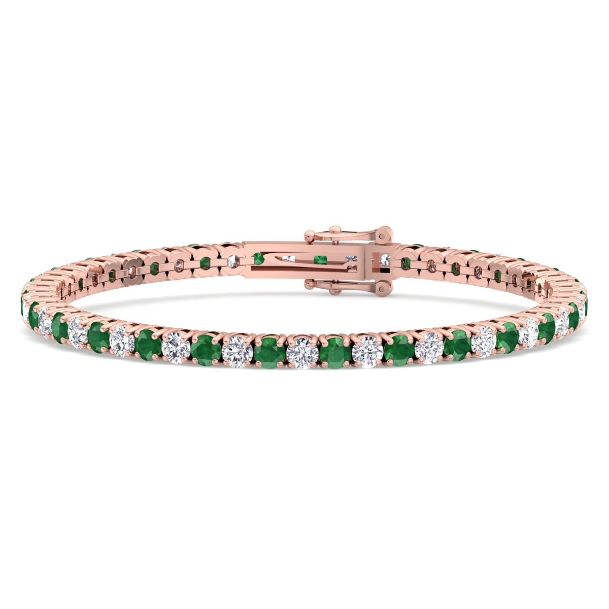 Estelle - Natural Diamond & Emerald Tennis Bracelet - Gem Jewelers Co