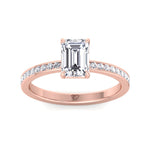 Ferizia - Emerald Shape Diamond Engagement Ring with Channel Set Band - Gem Jewelers Co