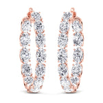 Inside Out Oval Natural Diamond Hoop Earring 1.25” Rose Gold 14K 18K