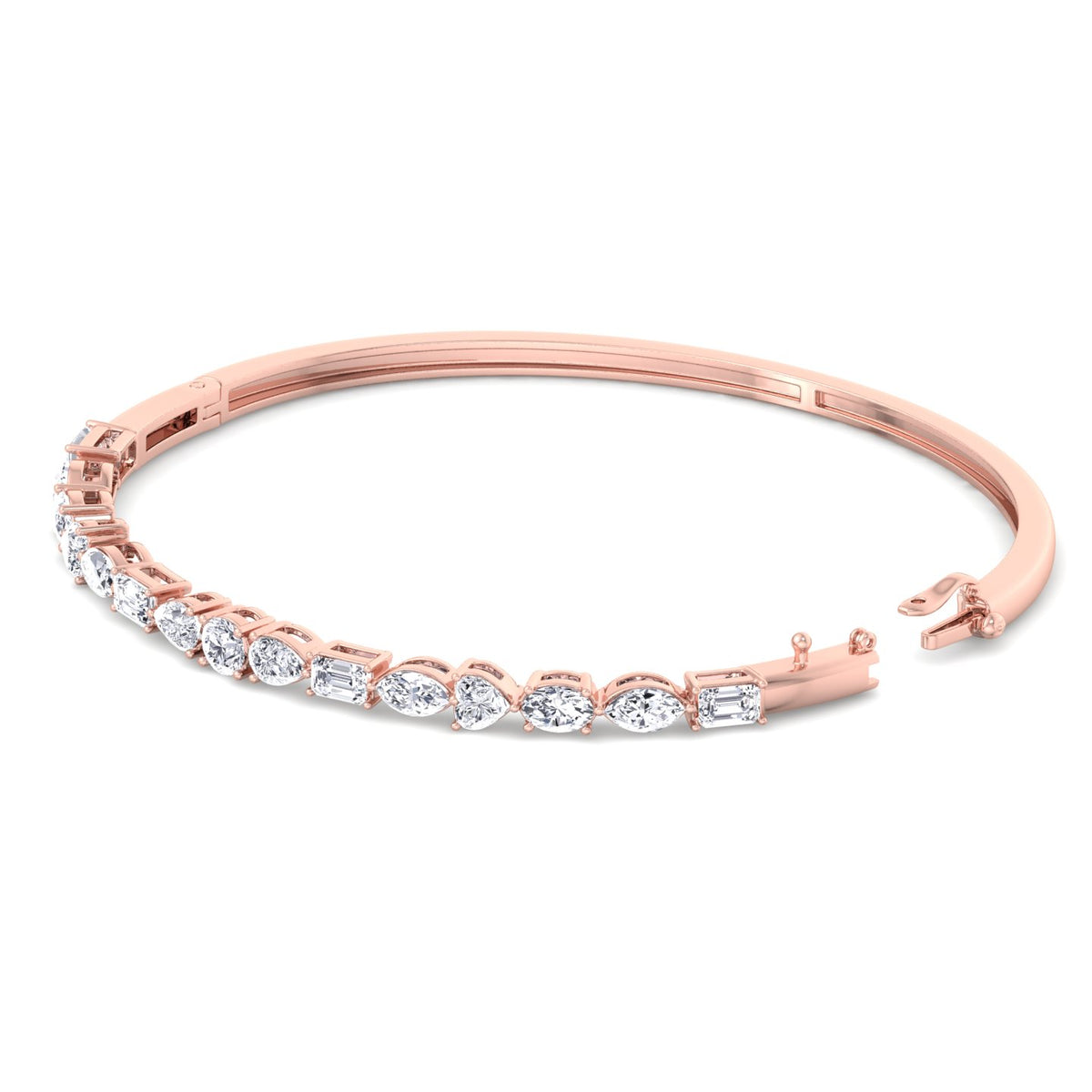 Natural diamond bracelet with emerald pear heart marquise cuts