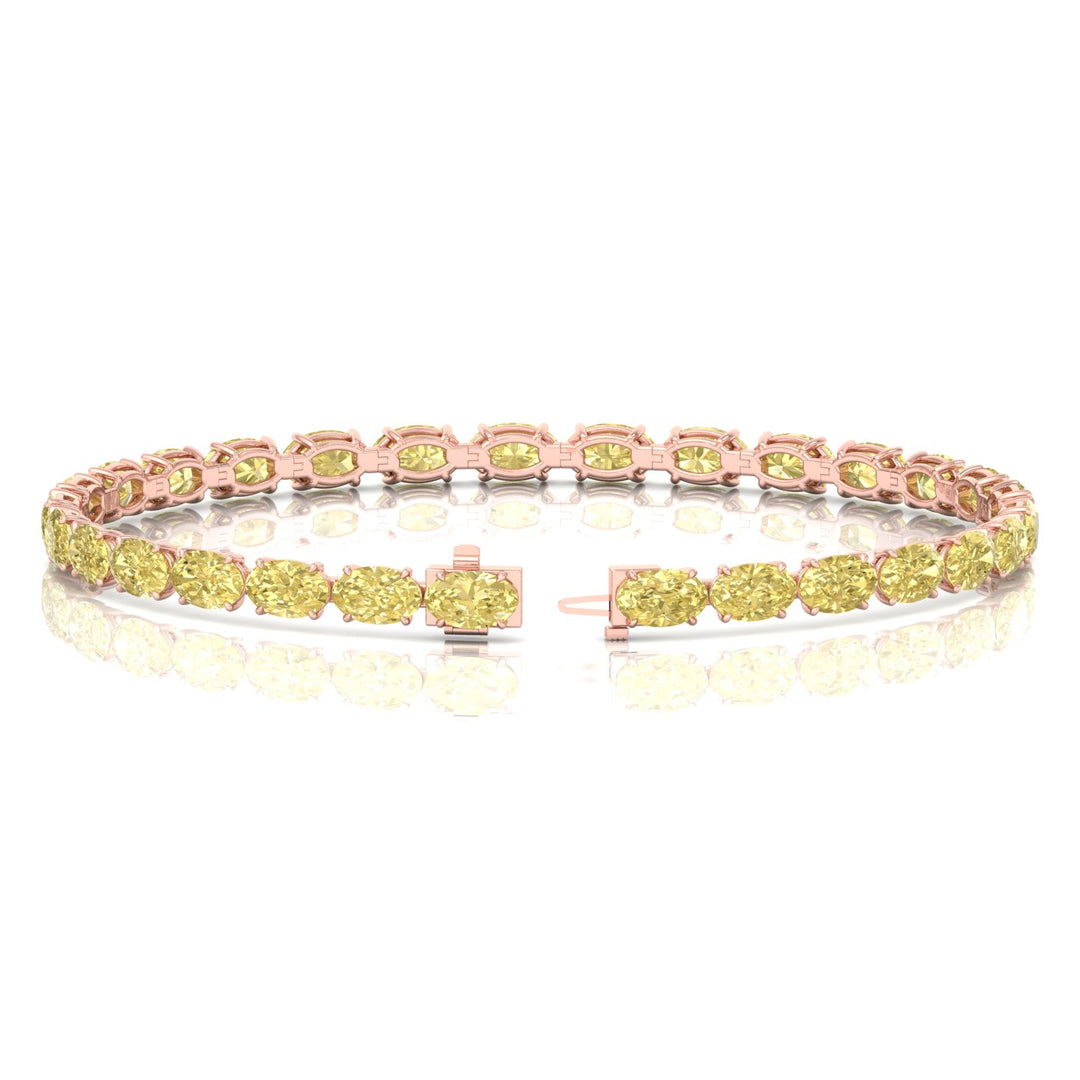 10CT East to West Oval Shape Natural Fancy Yellow Diamond Tennis Bracelet