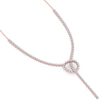 Crown Prong Knot Style Diamond Lariat Necklace Rose Gold 14K 18K