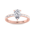 Gina - Pear Shape Diamond Engagement Ring with Baguette Shape Channel Set Side Stone Band - Gem Jewelers Co