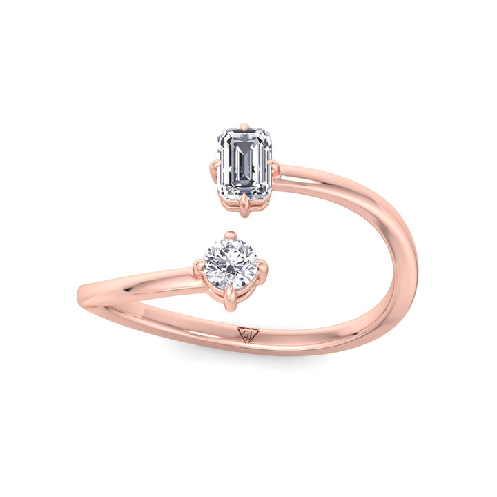 Prisca - Emerald Cut & Round Cut Diamond Stackable Ring