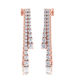 Double-Strand-Graduated-Natural-Diamond-Dangle-Earrings-Rose Gold-2CT