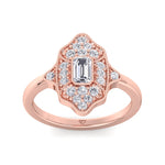 Ornella - Vintage Style Emerald Shape Diamond Engagement Ring With Round Side Stone - Gem Jewelers Co