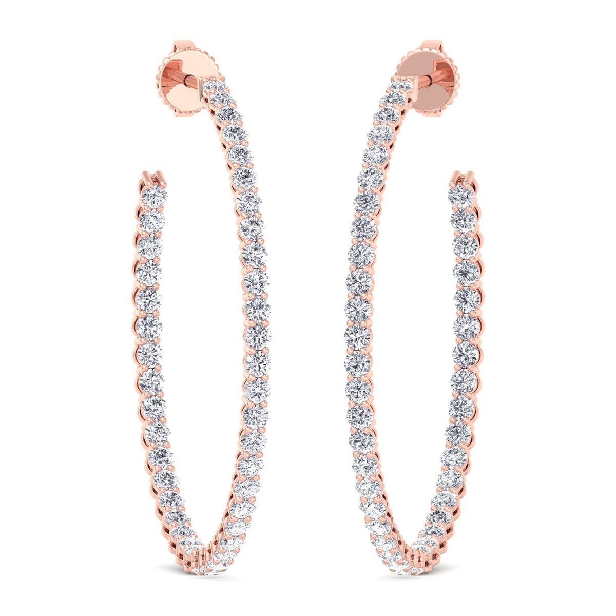 Clara - 6.2CT Round Diamond Inside Out Hoops - Gem Jewelers Co