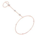 Bezel Set Natural Diamond Hand Ring Chain Rose Gold 1.25ct 14K