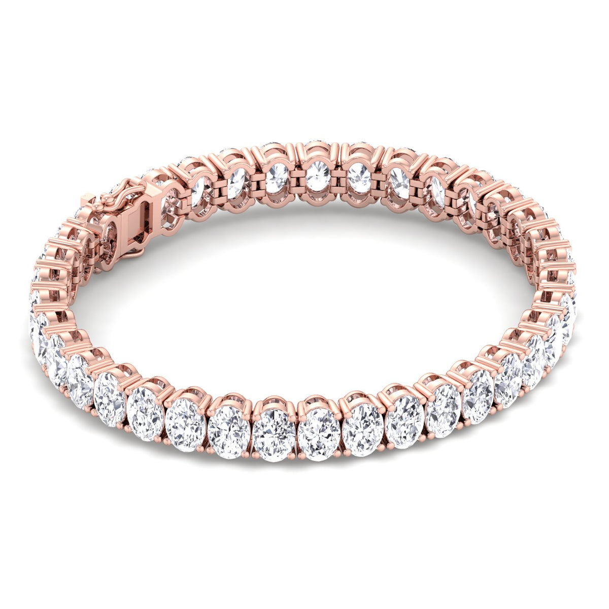 Foothill - 4 Prong Oval Shape Natural Diamond Tennis Bracelet - Gem Jewelers Co
