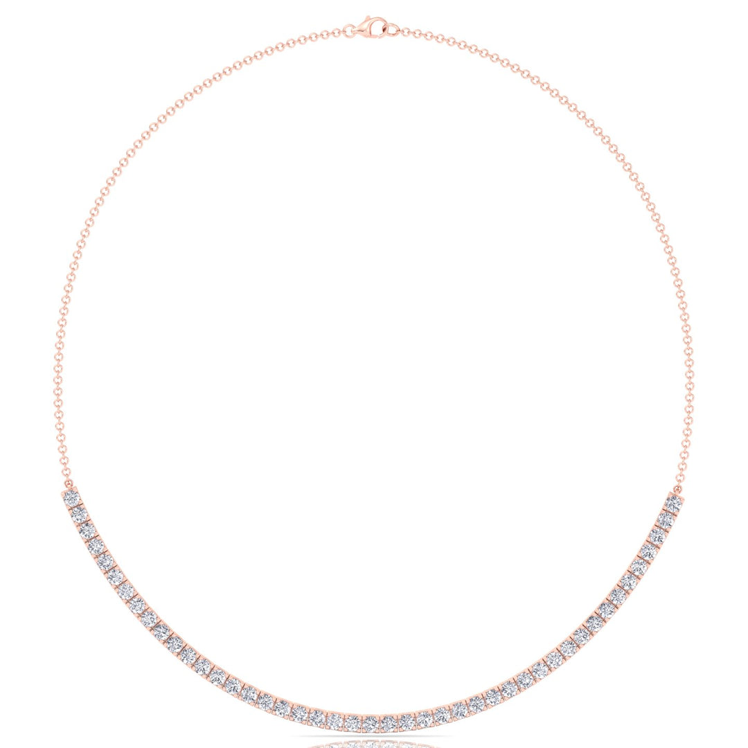 Halfway 4-Prong Natural Diamond Tennis Necklace Rose Gold 14K 18K