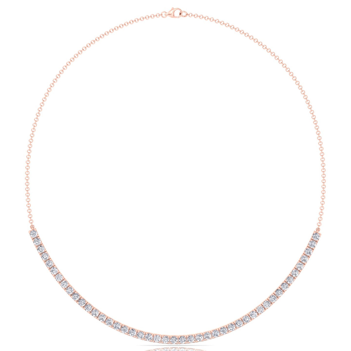 Halfway 4-Prong Natural Diamond Tennis Necklace Rose Gold 14K 18K