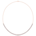 Halfway 4-Prong Natural Diamond Tennis Necklace Rose Gold 14K 18K