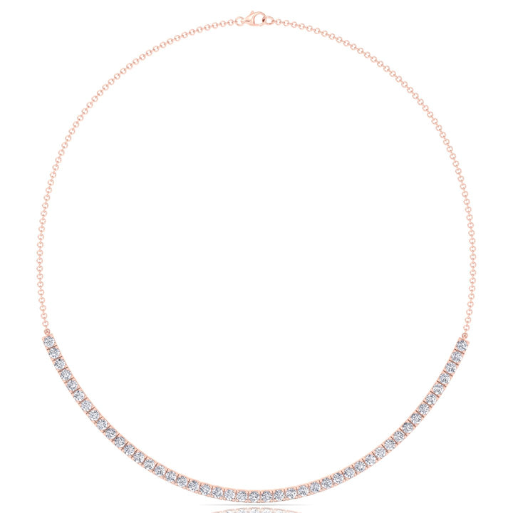 Halfway 4-Prong Natural Diamond Tennis Necklace Rose Gold 14K 18K
