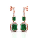 Natural Green Emerald & Diamond Drop Earrings-0.45CTW-14K-18K-Rose Gold