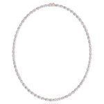 Oval Shape East to West Natural Diamond Tennis Necklace Rose Gold 14K 18K