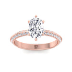 Violeza - Oval Shape Diamond Engagement Ring with Duet Pave Band - Gem Jewelers Co