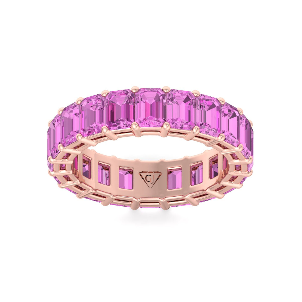 Mia - 5CT Pink Sapphire Eternity Band In Emerald Cut - Gem Jewelers Co