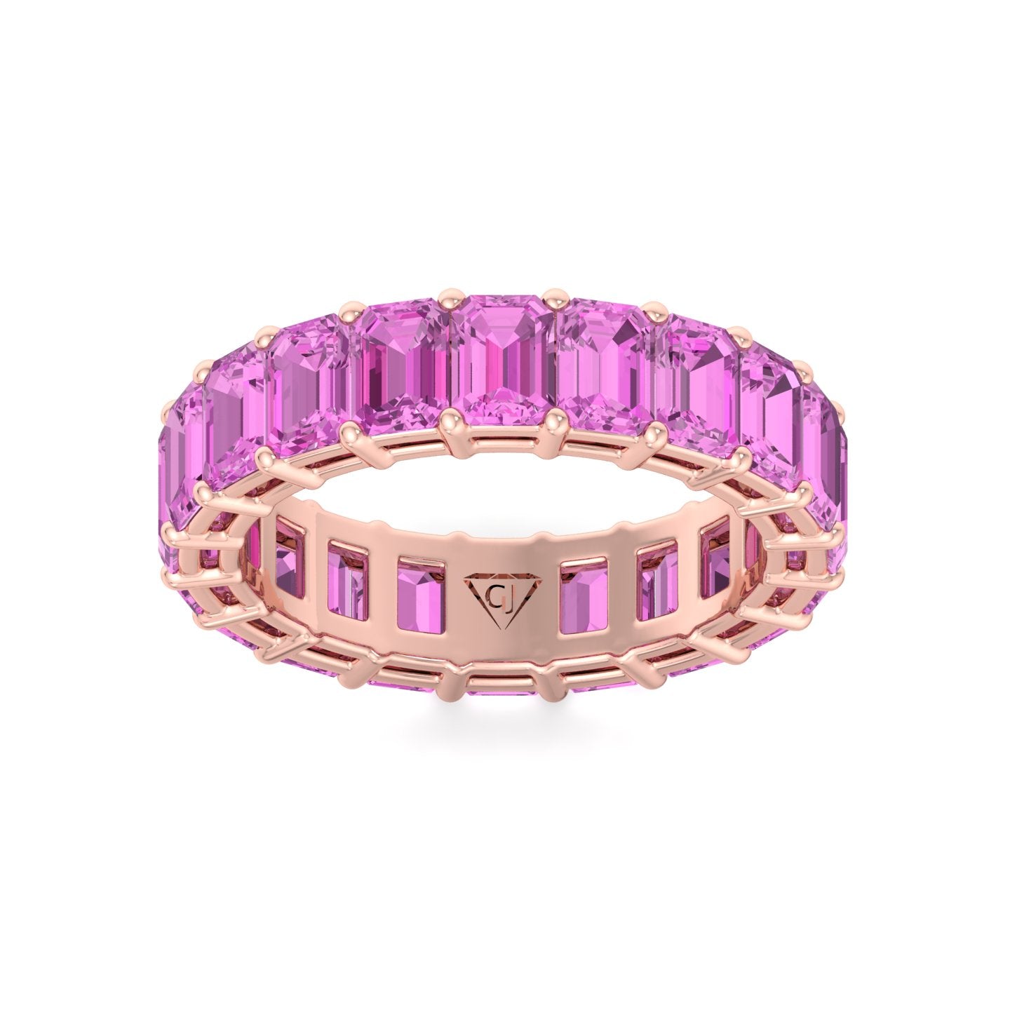 Mia - 5CT Pink Sapphire Eternity Band In Emerald Cut - Gem Jewelers Co