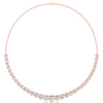 Halfway Graduated Bezel Set Natural Diamond Tennis Necklace Rose Gold 14K 18K