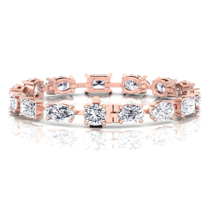 Mixed Shape Natural Diamond Tennis Bracelet Rose Gold 14K 18K