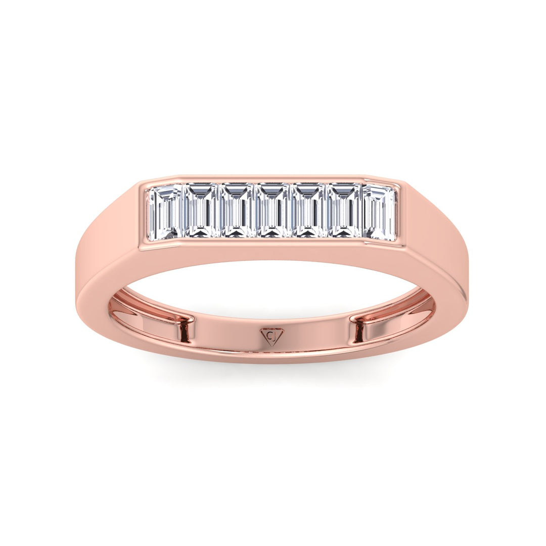 Baguette Shape Channel Setting Natural Diamond Wedding Band Rose Gold 14K 18K