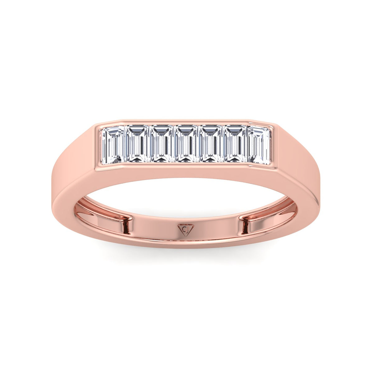 Baguette Shape Channel Setting Natural Diamond Wedding Band Rose Gold 14K 18K