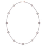 Emerald Shape Halo Station Natural Diamond Tennis Necklace in 14K Solid Gold Rose Gold 14K 18K