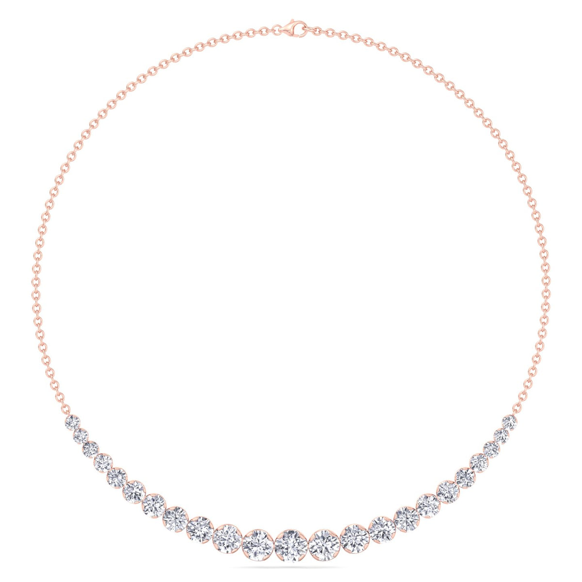 Tullia - Halfway Graduated Crown Prong Natural Diamond Tennis Necklace - Gem Jewelers Co