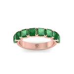 Green Emerald in Emerald Cut Half Eternity Band RG 3