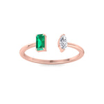 Zaria - Green Emerald & Marquise Shape Diamond Stackable Ring - Gem Jewelers Co