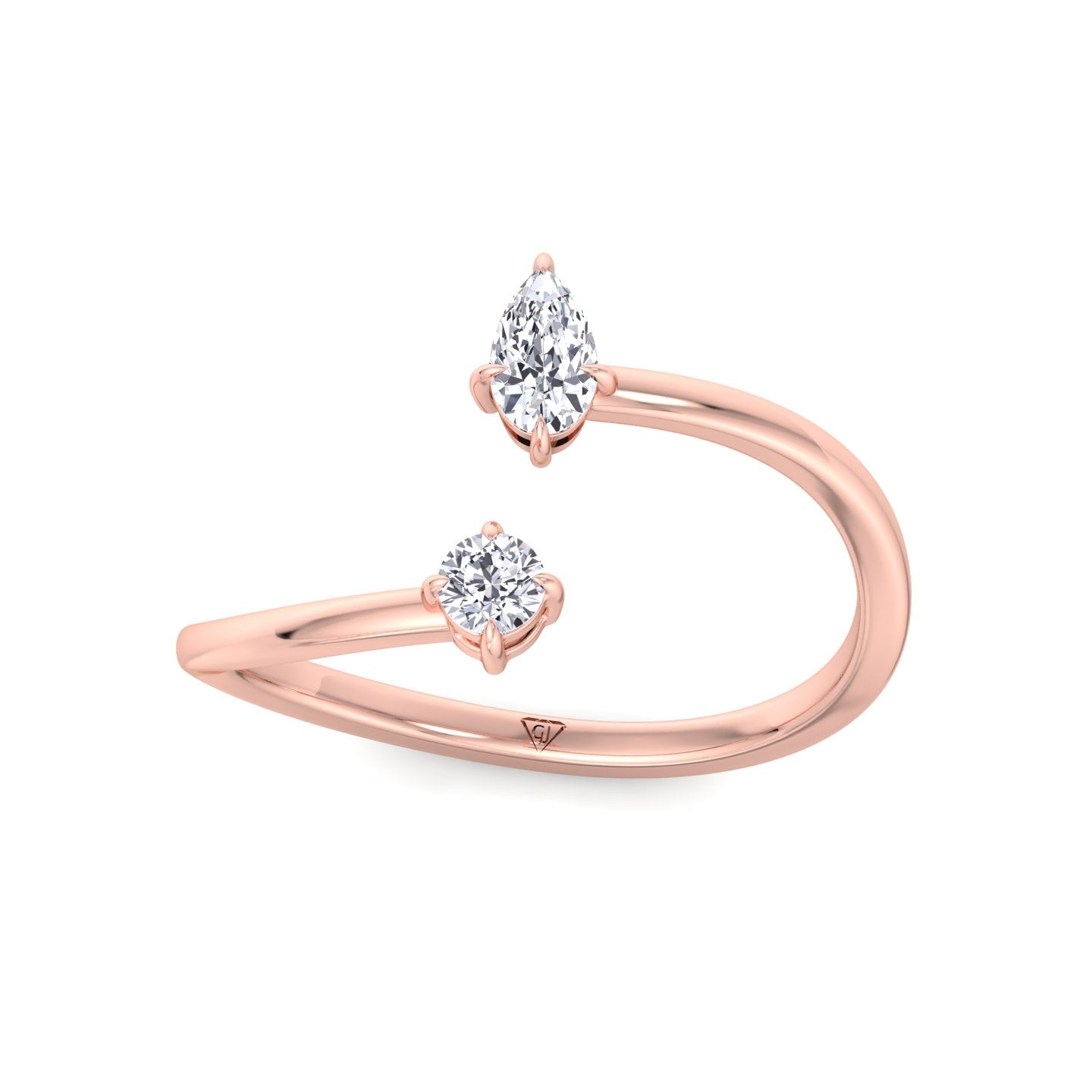 Calista - Pear & Round Cut Diamond Stackable Ring - Gem Jewelers Co