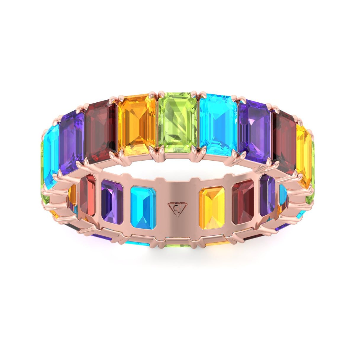 Cartia - Multi-Color Emerald Shape Eternity Band - Gem Jewelers Co