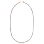 Double Setting Natural Diamond Tennis Necklace (3-Prong & 4-Prong) in 14K Solid Gold Rose  single latch clasp
