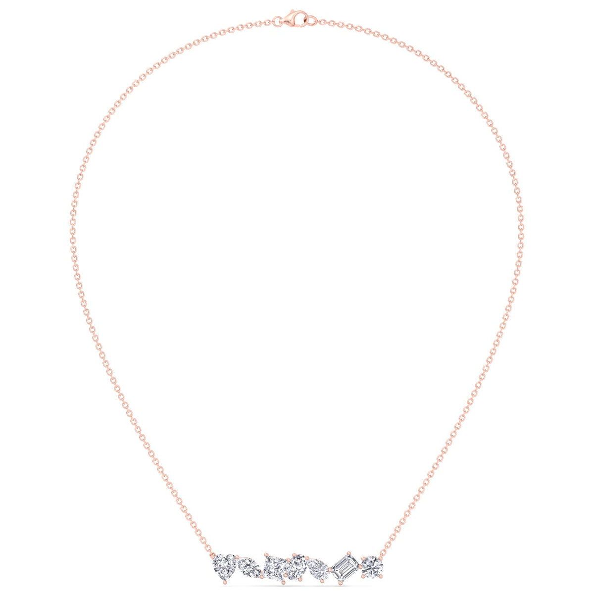 Multi Shape Natural Diamond Bar Pendant Rose Gold 14K 18K