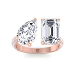 Leani - Toi Et Moi Hidden Halo Emerald and Pear Shape Diamond Engagement Ring - Gem Jewelers Co