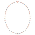 Crown Prong Round Natural Diamond Bar Necklace Rose Gold 14K 18K
