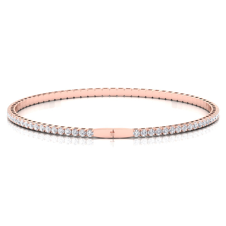 Flexible Round Natural Diamond Full Bangle in 14K Solid Gold