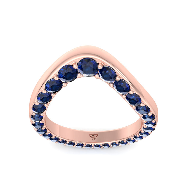 Natural Blue Sapphire Invisible Halo Eternity Band Rose Gold 14K 18K