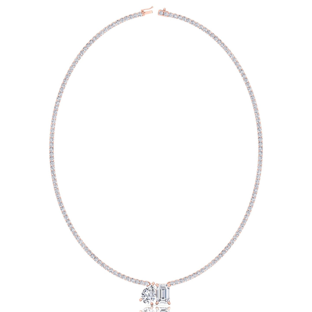 Toi Et Moi Pear and Emerald Natural Diamond Tennis Necklace