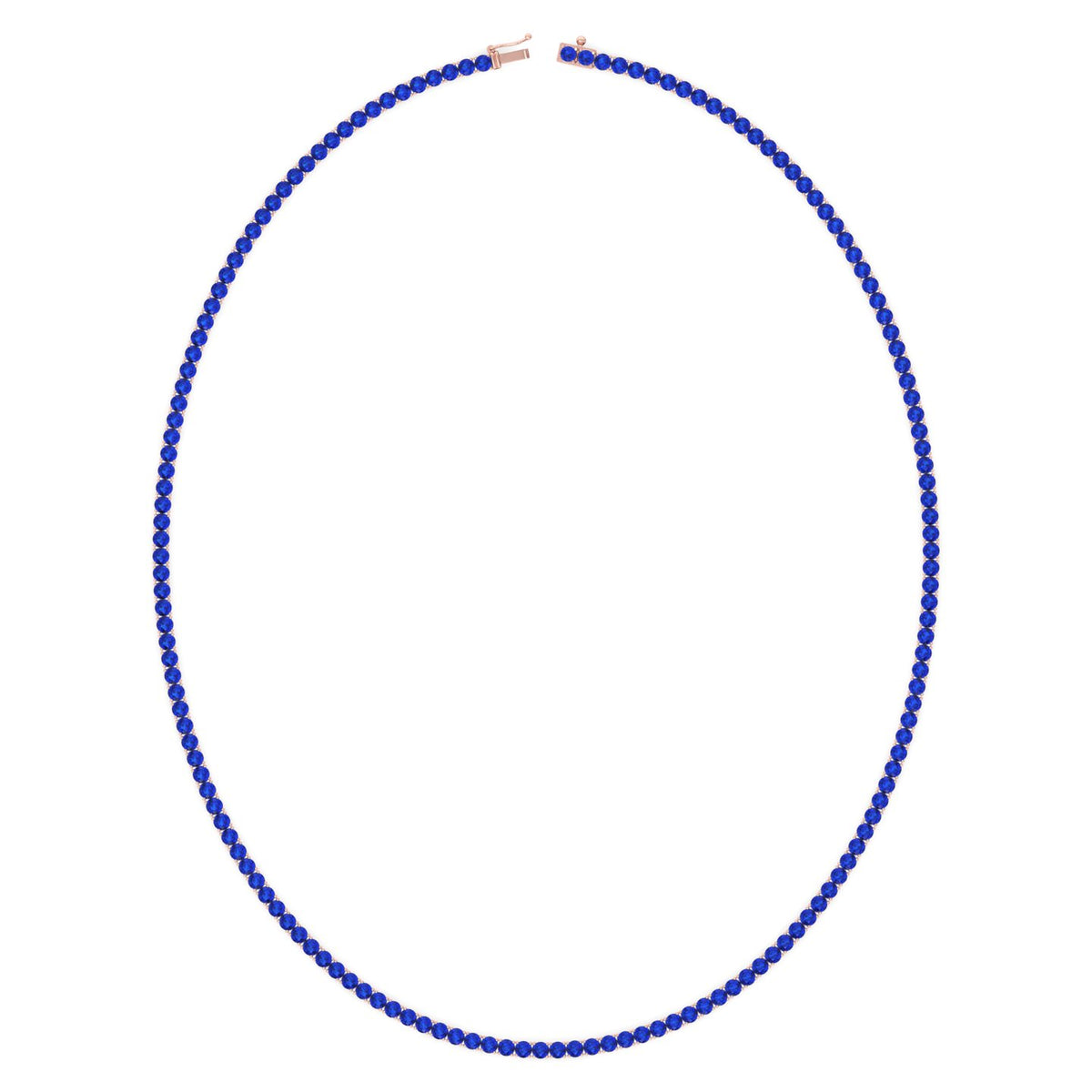 Men's Natural Blue Sapphire Tennis Necklace Rose Gold 14K 