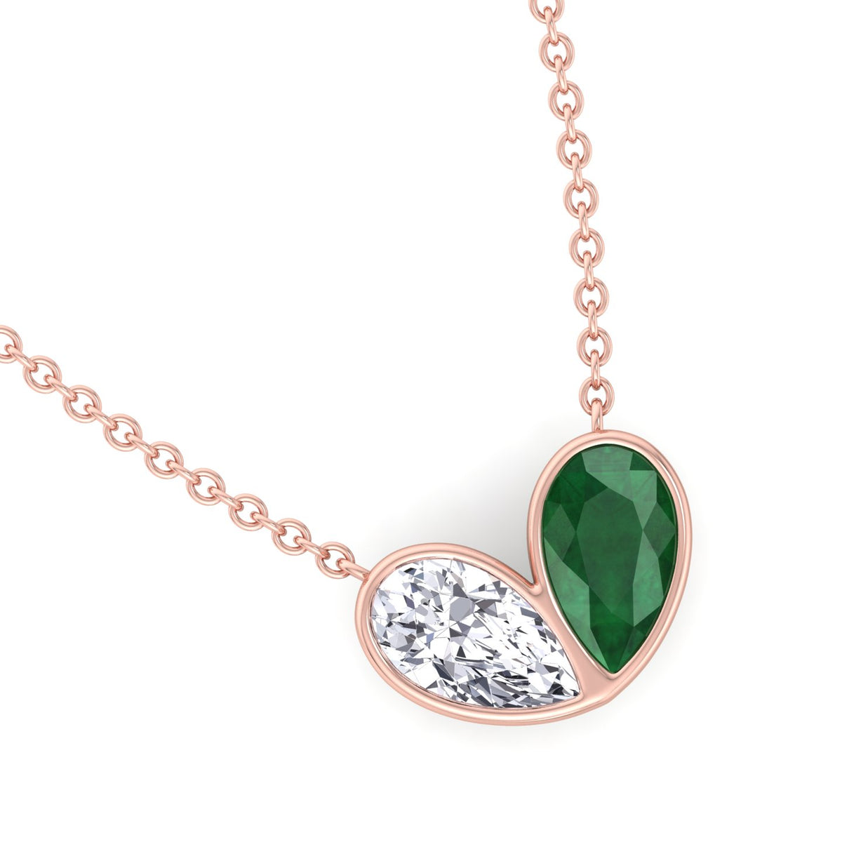 Patriz - Pear Shape Green Emerald and Natural Diamond Pendant Necklace - Gem Jewelers Co