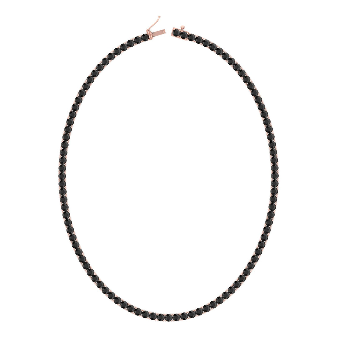 Men's Black Diamond Tennis Necklace 14K Solid Gold