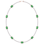 natural-diamond-green-emerald-station-tennis-necklace-14K-rose-gold-tennis-necklace