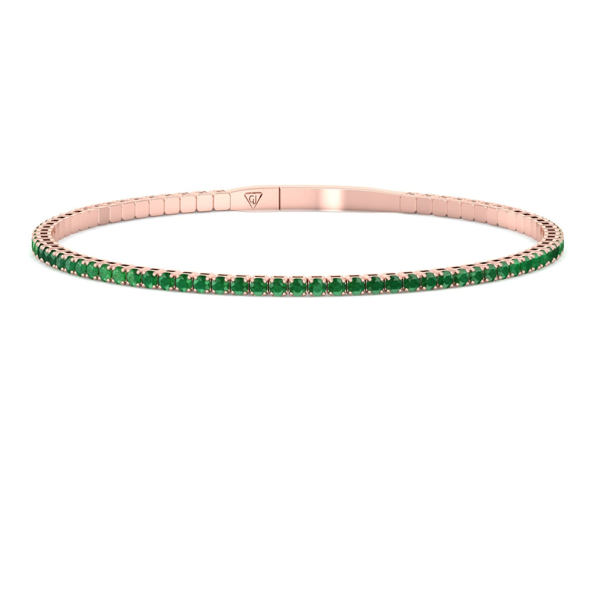 Chiara - Flexible Natural Emerald Bangle in 14K Solid Gold - Gem Jewelers Co