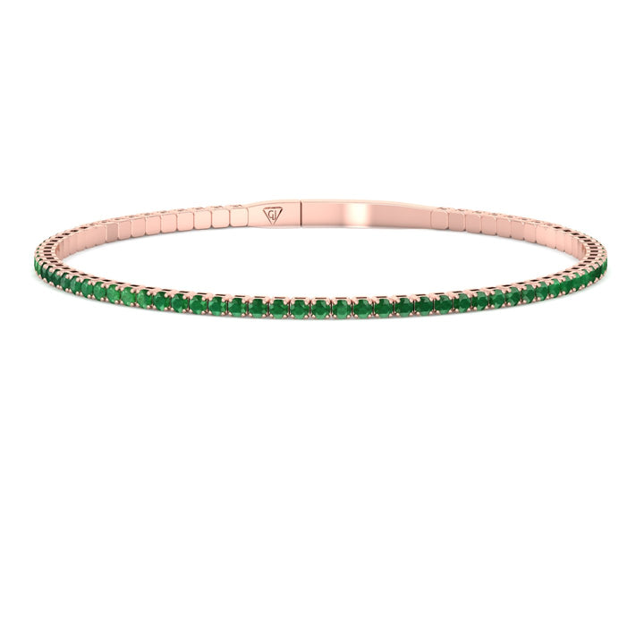 Chiara - Flexible Natural Emerald Bangle in 14K Solid Gold - Gem Jewelers Co