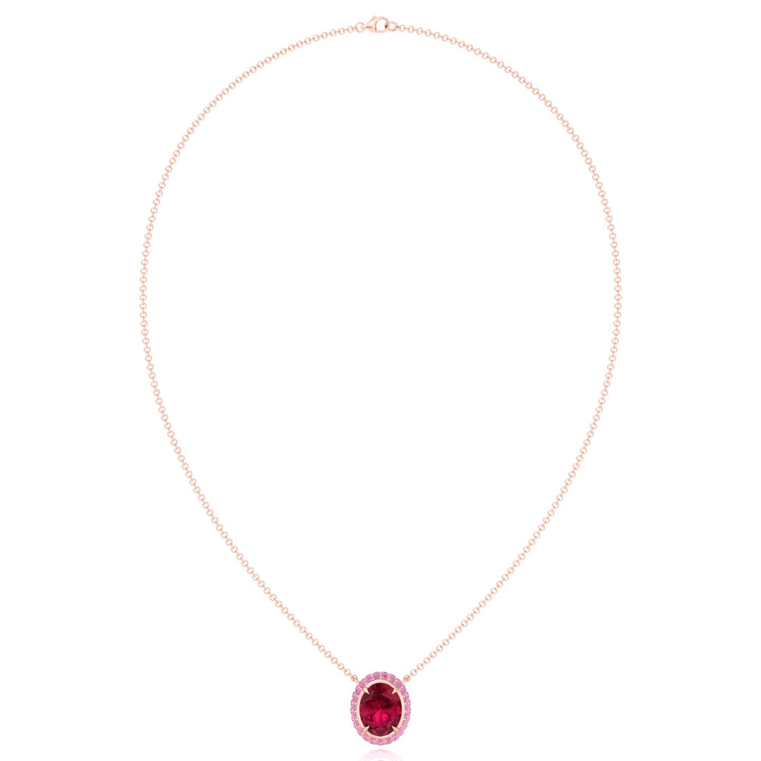 (3.5CT T.W.) Natural Pink Sapphire and Ruby Pendant Rose Gold 14K 18K